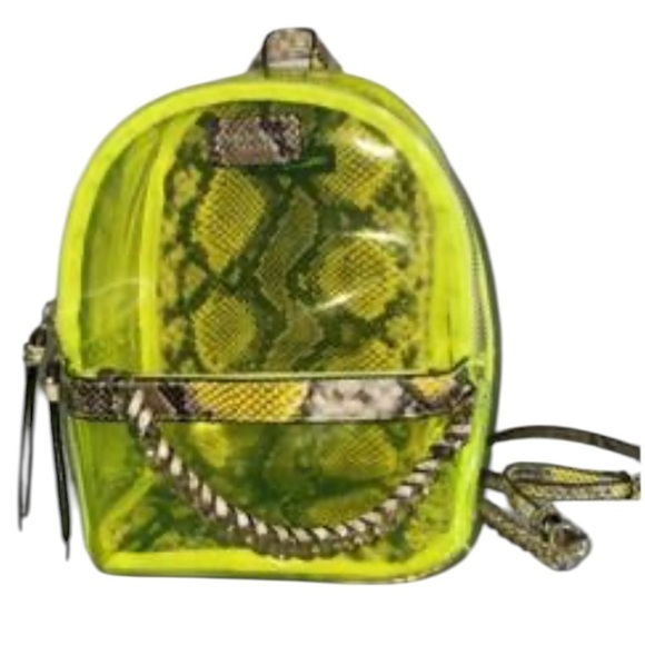 Victoria\'s Secret Small City Backpack Neon Green Python Snakeskin Clear main image 4